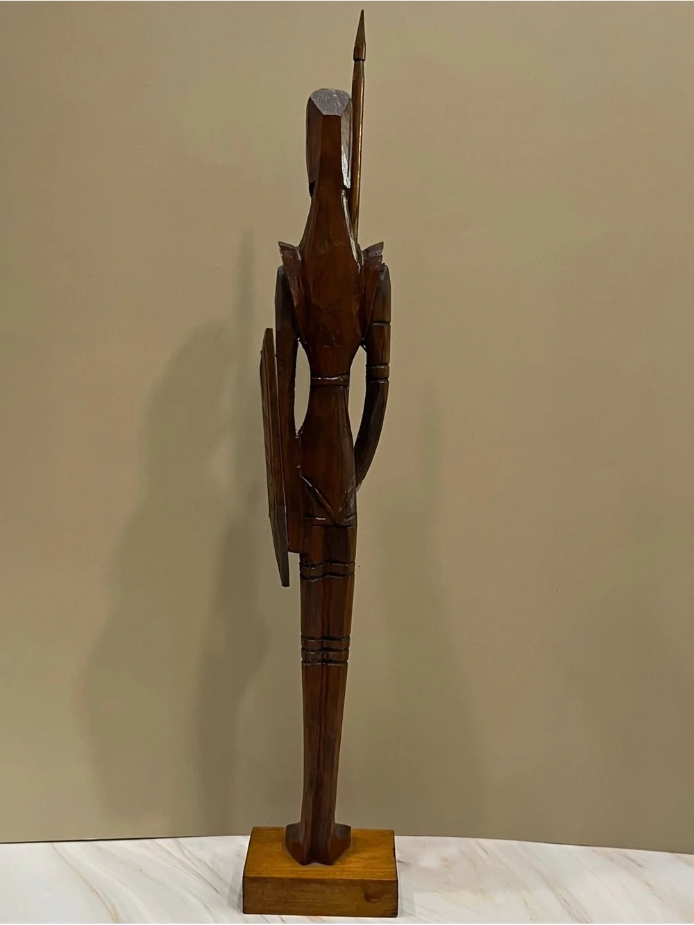 Mid Century Modern Hand Carved Wood Don Quixote Statue Brutalist Spanish Revival